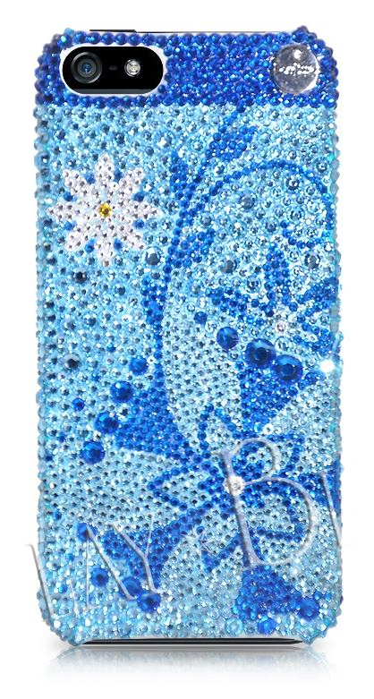 Swarvoski Crystal Blue Floral Phone Case